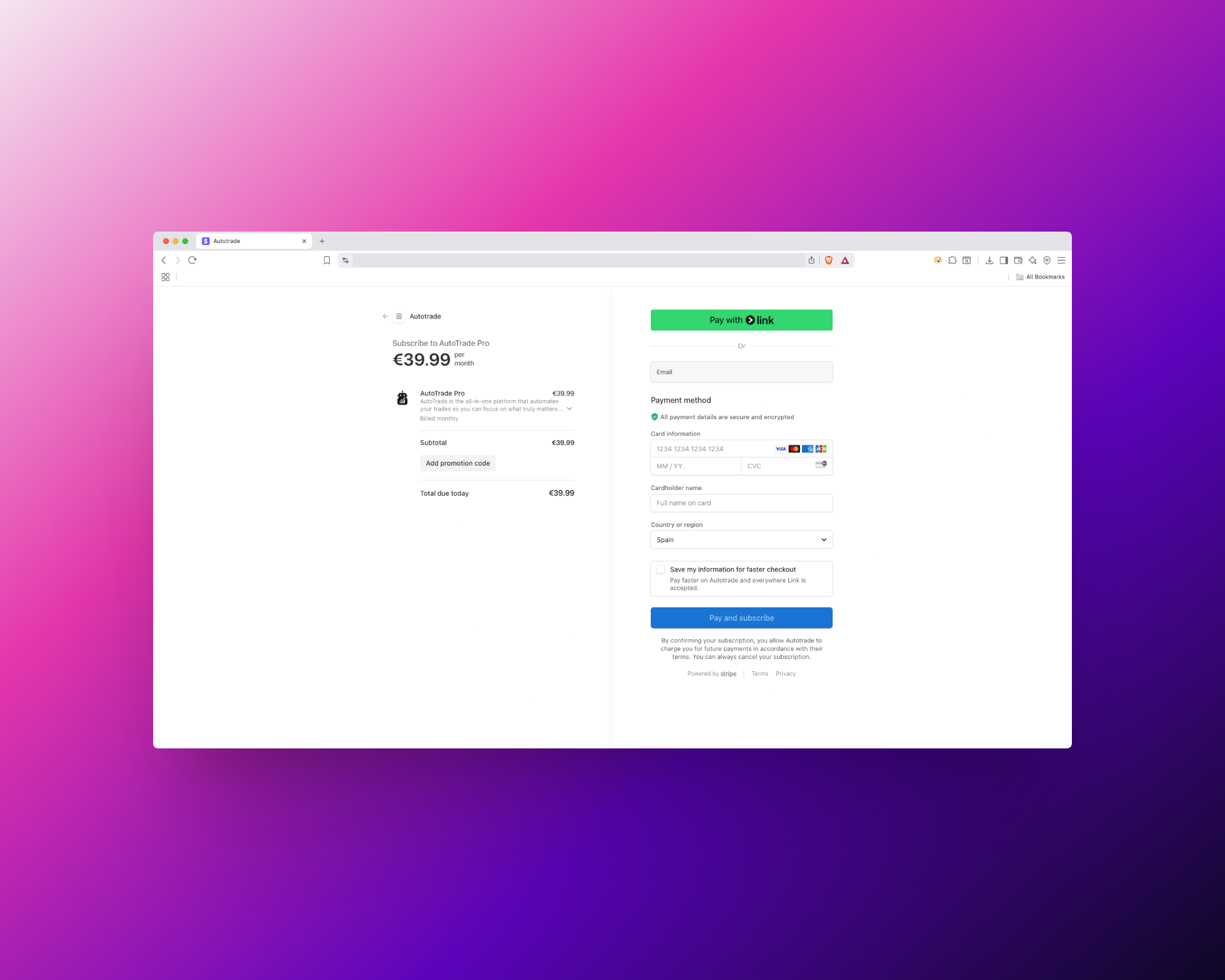 Enter coupon and payment details.